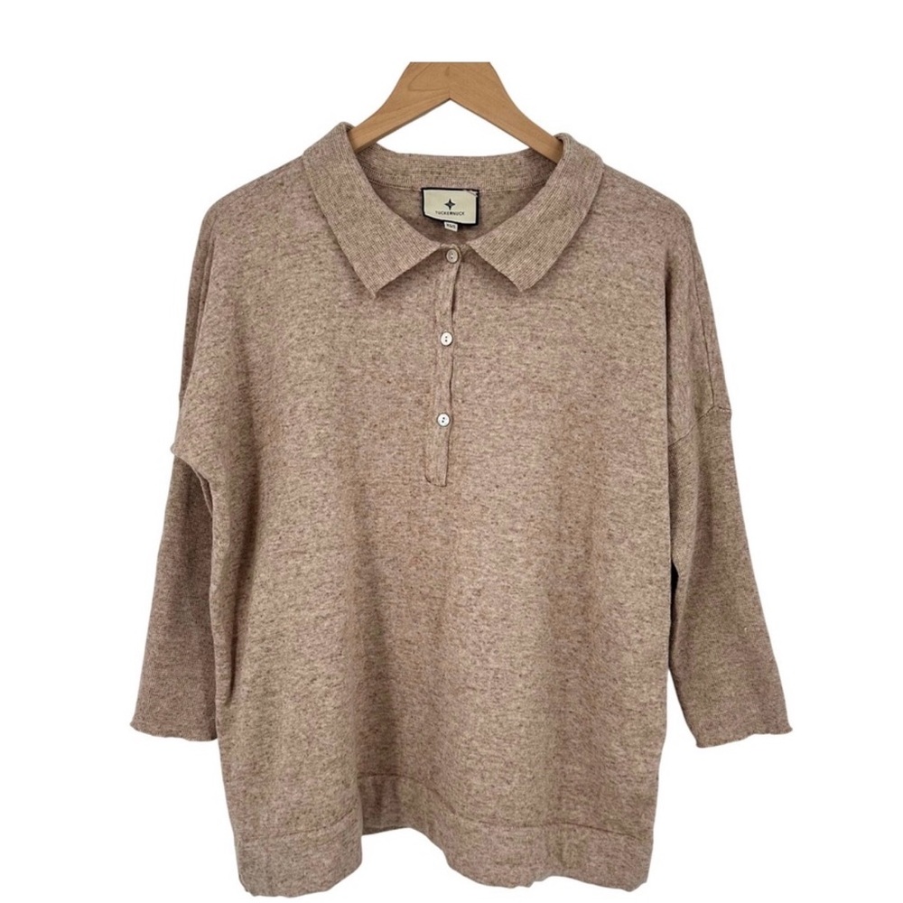 Tan Clayton Long Sleeve Knit Polo XS/S